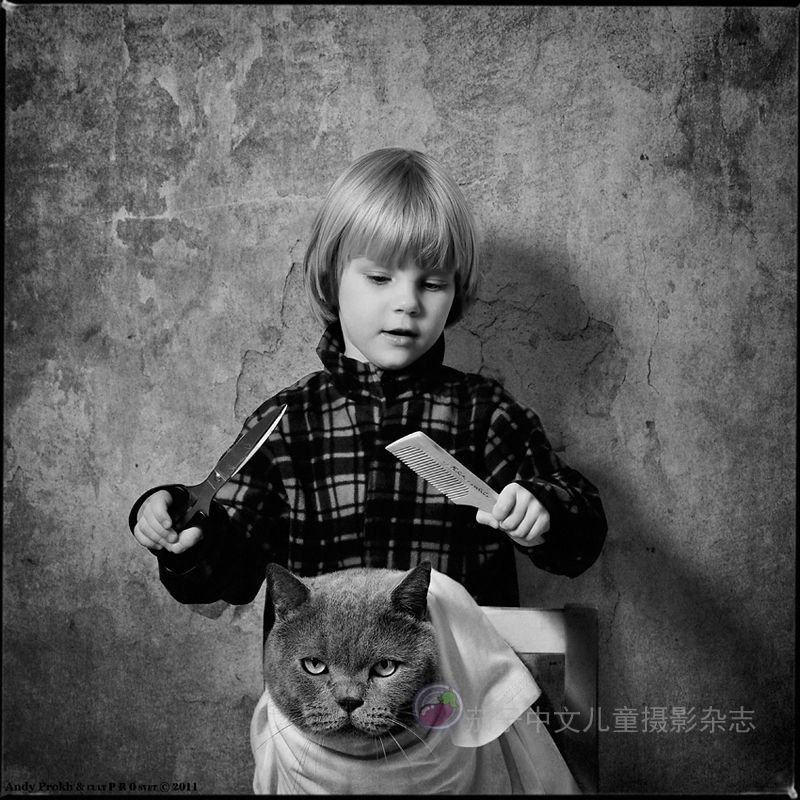 儿童摄影和猫